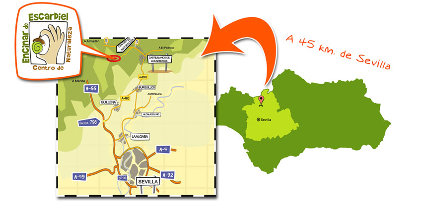 Campamento de verano en Encinar de Escardiel plano para llegar | Sevilla con los peques